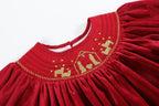 Red Velvet Nativity Smocked Dress