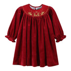 Red Velvet Nativity Smocked Dress