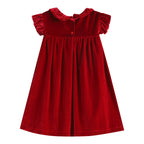 Red Velour Ruffle Dress