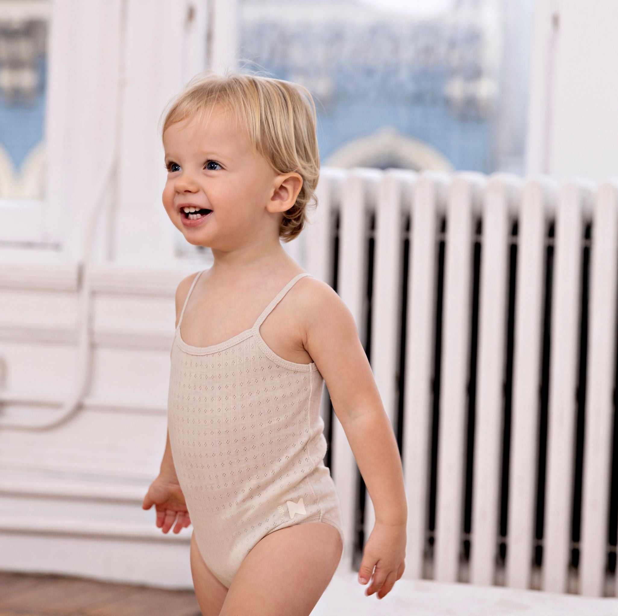 Pointelle Bodysuits – Natural + White (3 Pack, Boy)