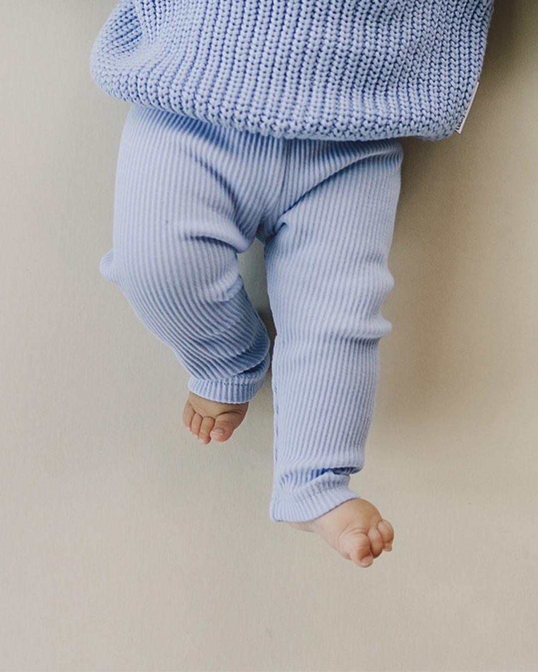 Blue Ribbed Leggings for Kids