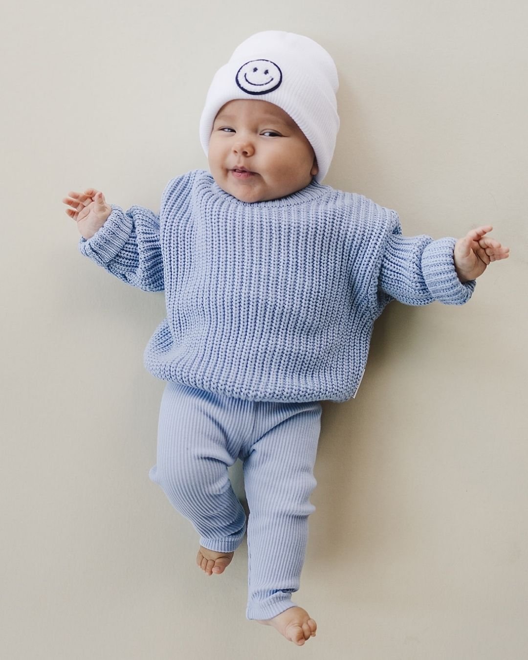 Blue Ribbed Leggings for Kids