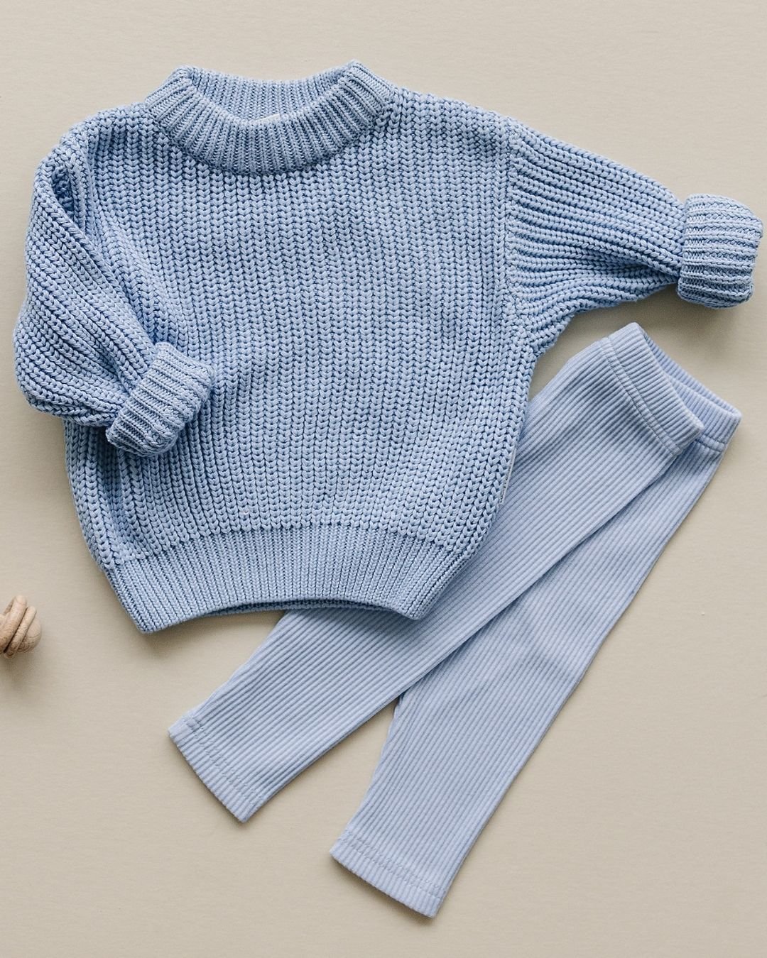 Blue Ribbed Leggings for Kids