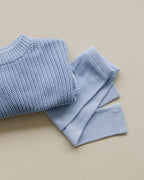 Blue Ribbed Leggings for Kids