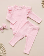 Pink Ribbed Leggings for Kids