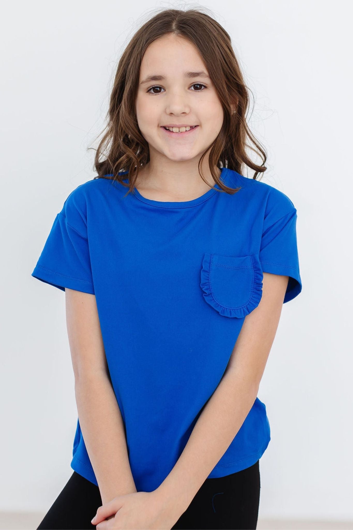 Royal Blue Ruffle Pocket Tee - Blissfully Lavender BoutiqueMila & Rose ®