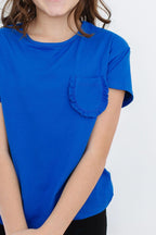 Royal Blue Ruffle Pocket Tee - Blissfully Lavender BoutiqueMila & Rose ®