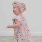 Pretty Pink Floral Ruffle Dress with Bloomer