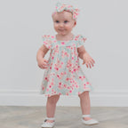 Pretty Pink Floral Ruffle Dress with Bloomer