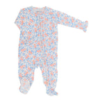 Ruffle Footie - Vintage Flower Pink