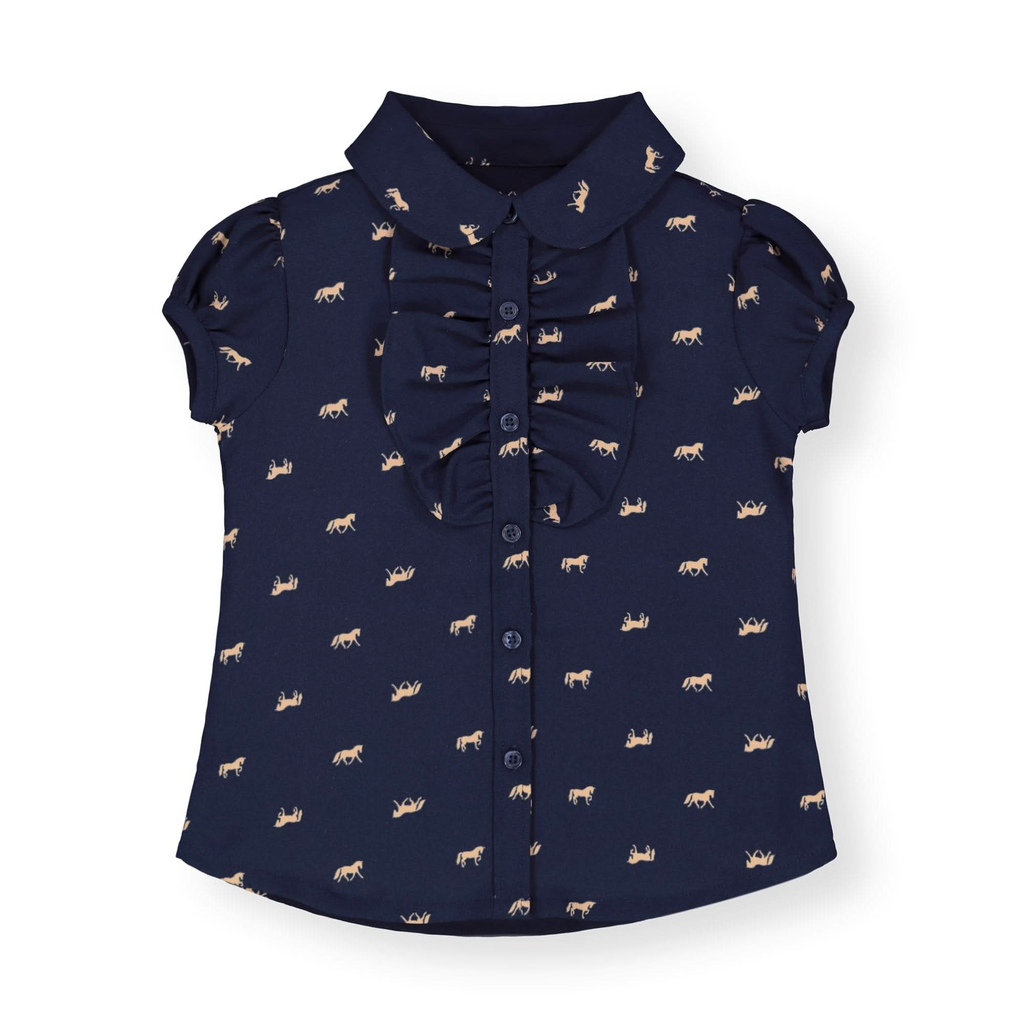 Ruffle Front Shirt with Puff Sleeves - Baby