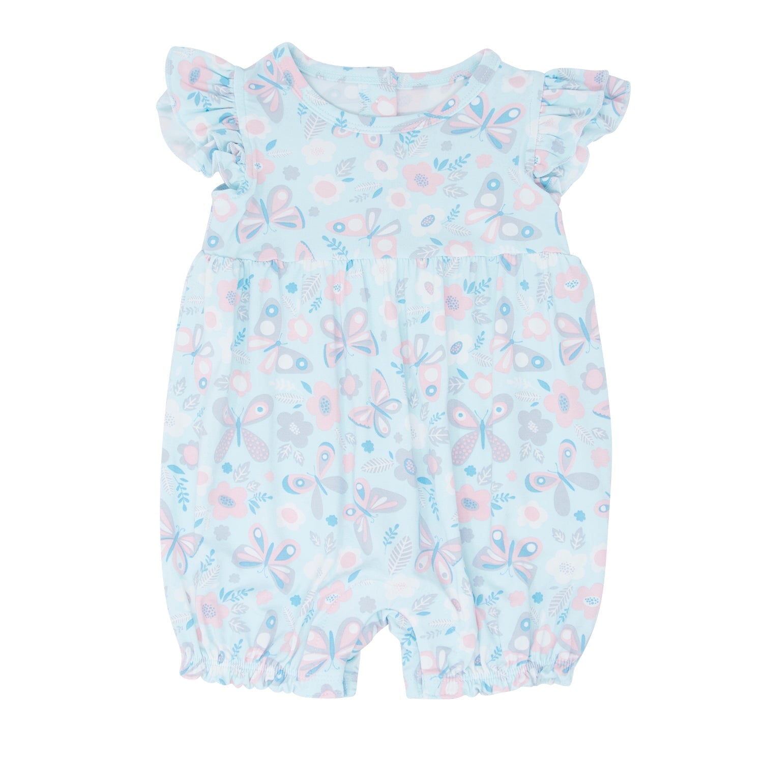 Butterfly Aqua Ruffle Romper