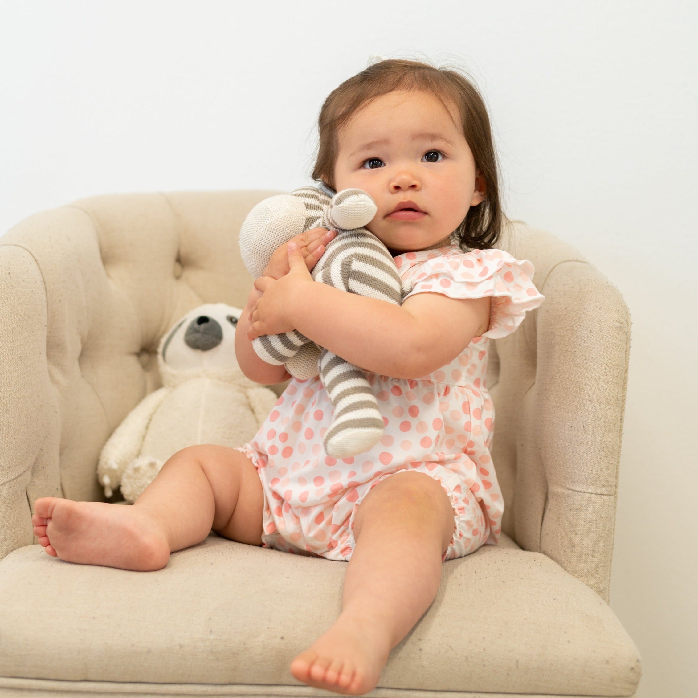 Polka Dot Pink Ruffle Romper