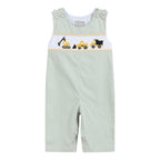 Sage Green Construction Smocked Overalls