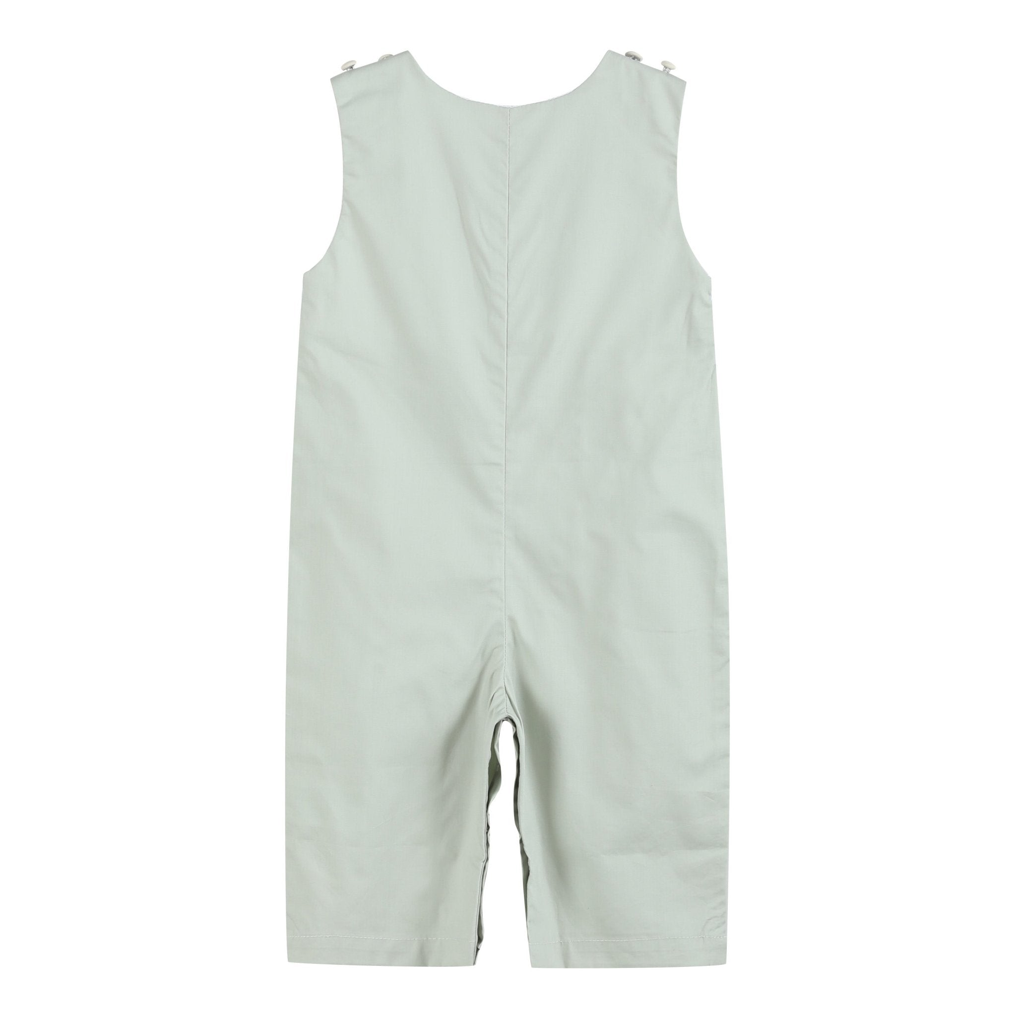 Sage Green Construction Smocked Overalls