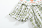 Sage Green Gingham Pumpkin Smocked Bishop Dress