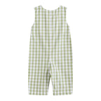 Sage Green Gingham Pumpkin Smocked Overalls