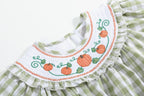 Sage Green Gingham Pumpkin Smocked Romper