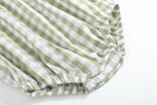 Sage Green Gingham Pumpkin Smocked Romper