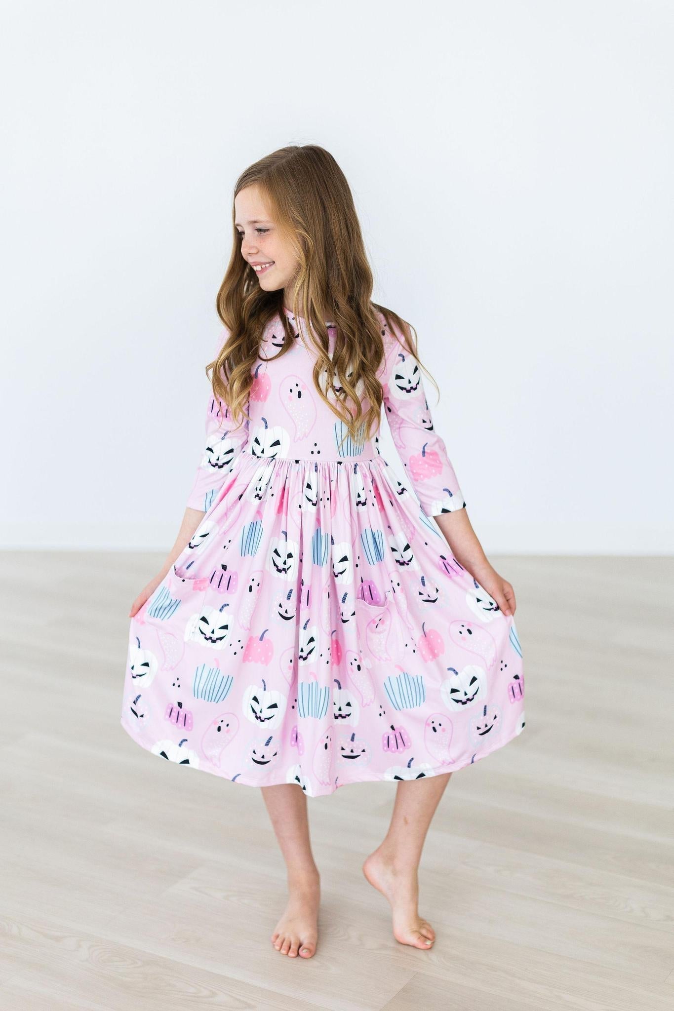 SALE Happy Haunting 3/4 Sleeve Pocket Twirl Dress - Blissfully Lavender BoutiqueMila & Rose ®