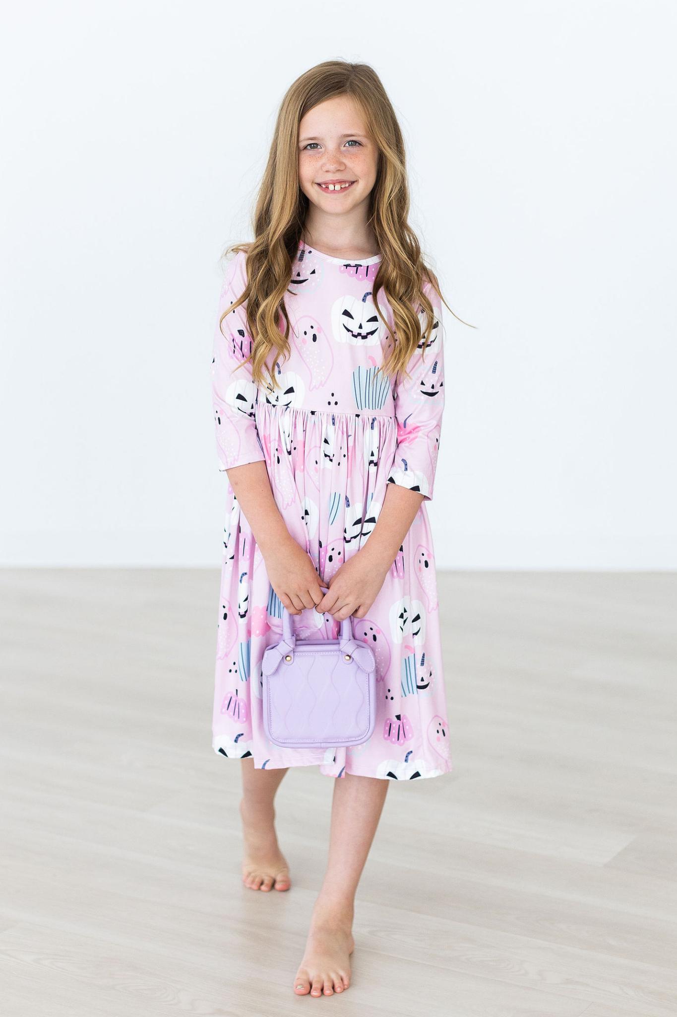 SALE Happy Haunting 3/4 Sleeve Pocket Twirl Dress - Blissfully Lavender BoutiqueMila & Rose ®