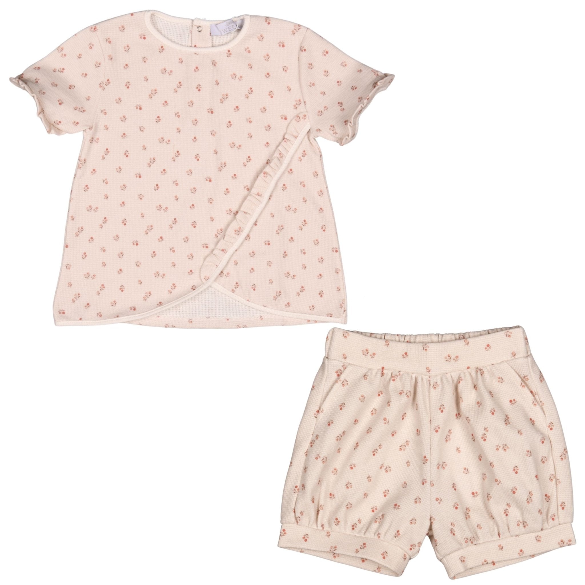 SALLY | Belly Pink Print Waffle Shorts Set (2) - Blissfully Lavender BoutiqueBebe Sweeny