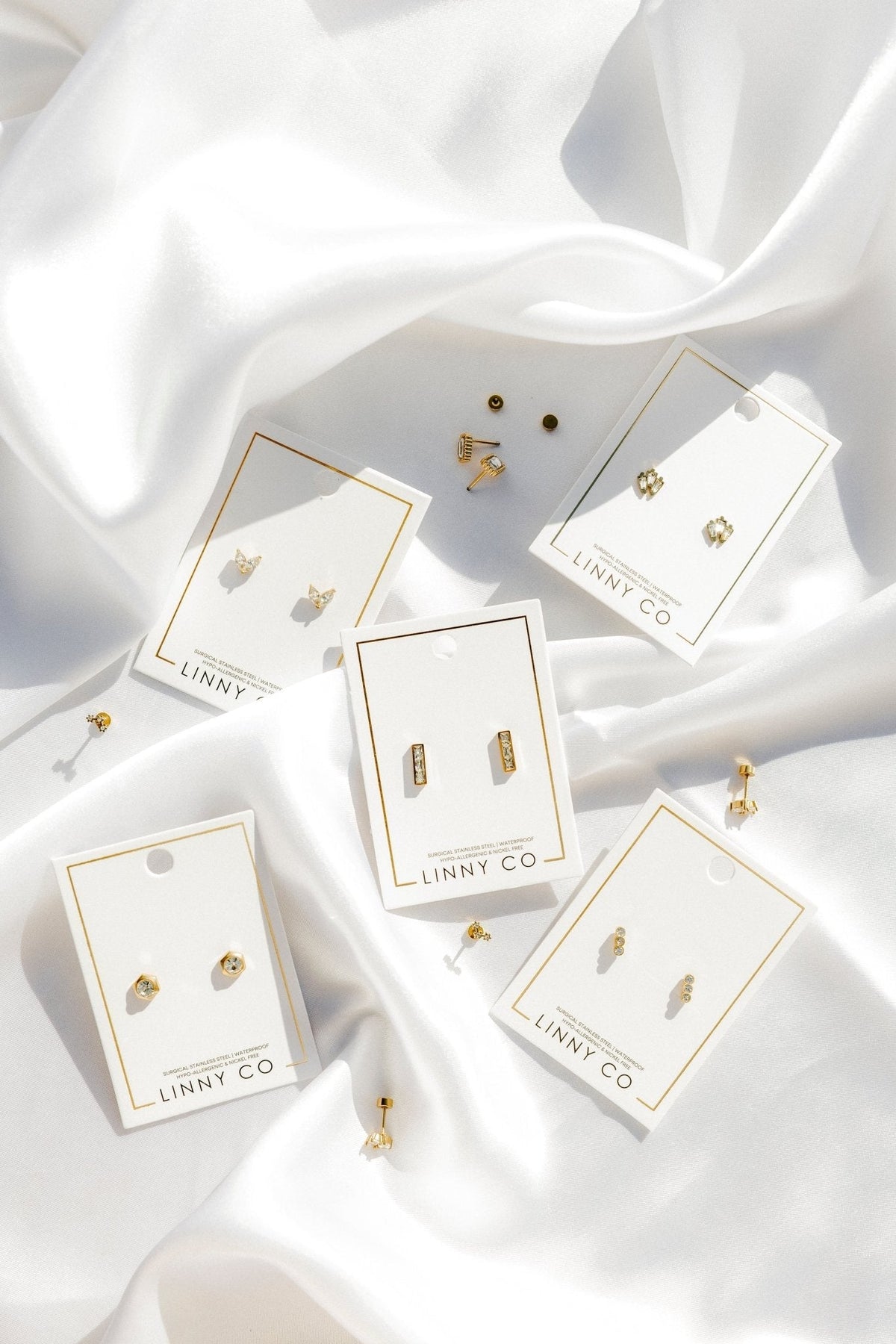 Screwback Stud Earrings - Addison Clear Gold