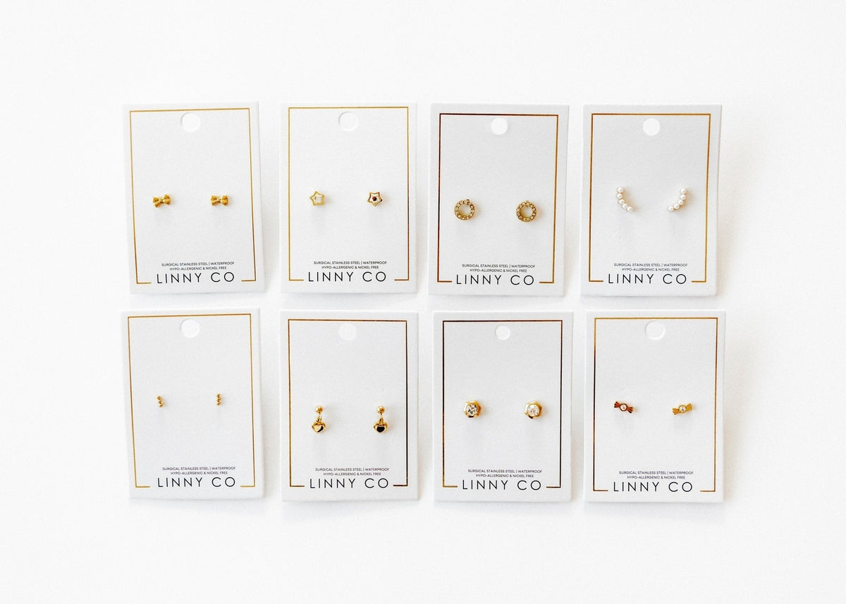 Screwback Stud Earrings - Addison Clear Gold
