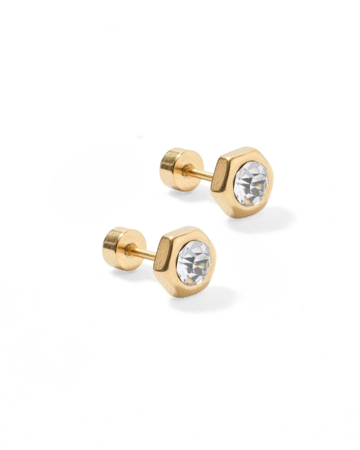 Screwback Stud Earrings - Addison Clear Gold