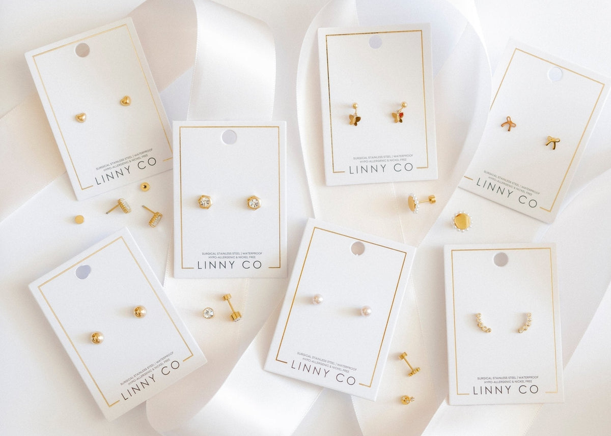 Screwback Stud Earrings - Addison Clear Gold