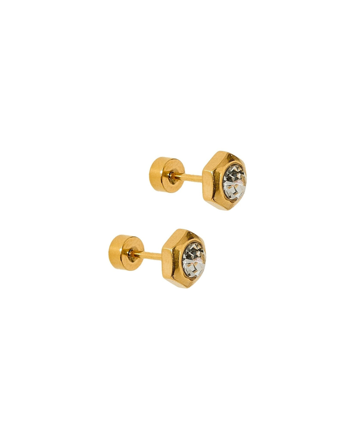 Screwback Stud Earrings - Addison Clear Gold