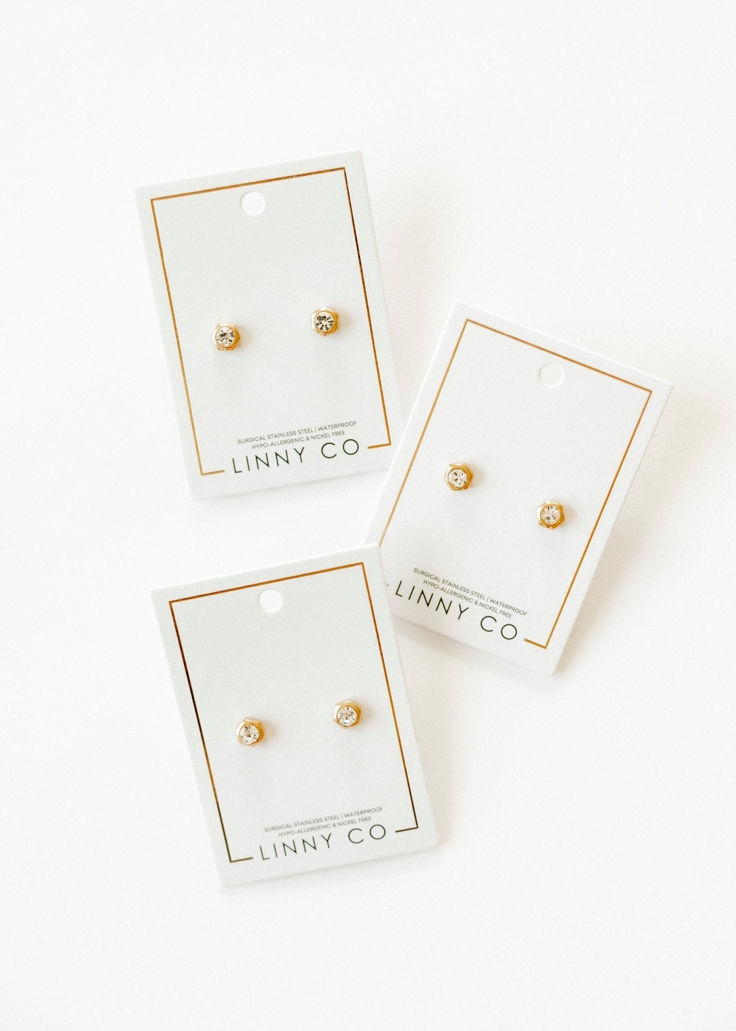 Screwback Stud Earrings - Addison Clear Gold