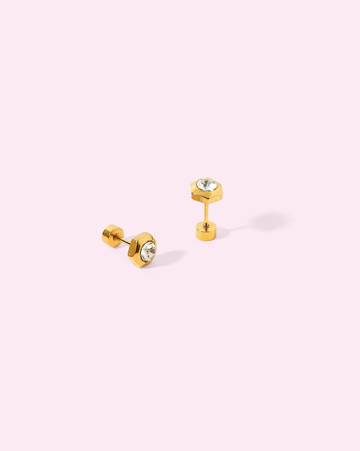 Screwback Stud Earrings - Addison Clear Gold