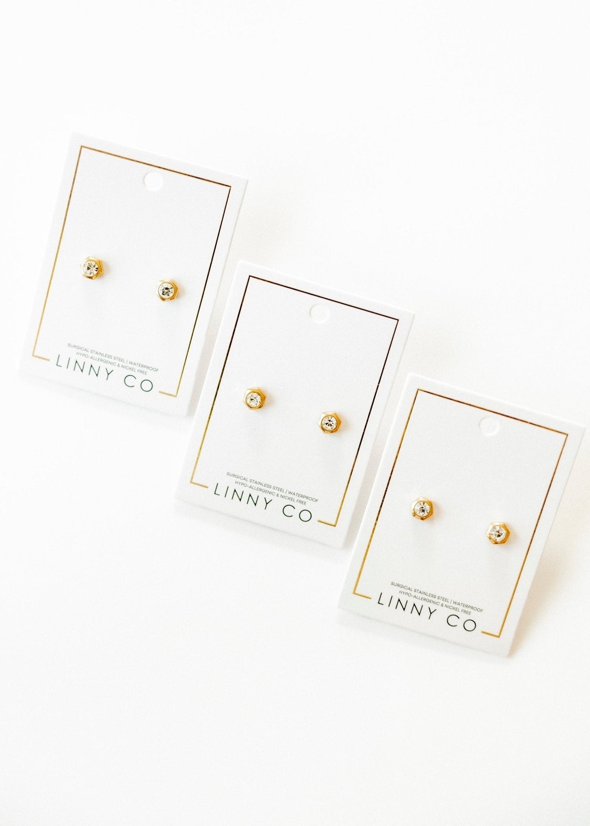 Screwback Stud Earrings - Addison Clear Gold