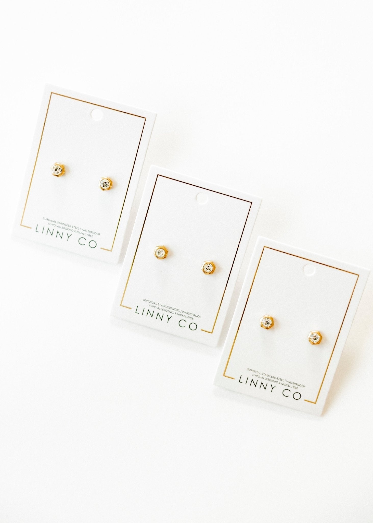 Screwback Stud Earrings - Addison Clear Gold