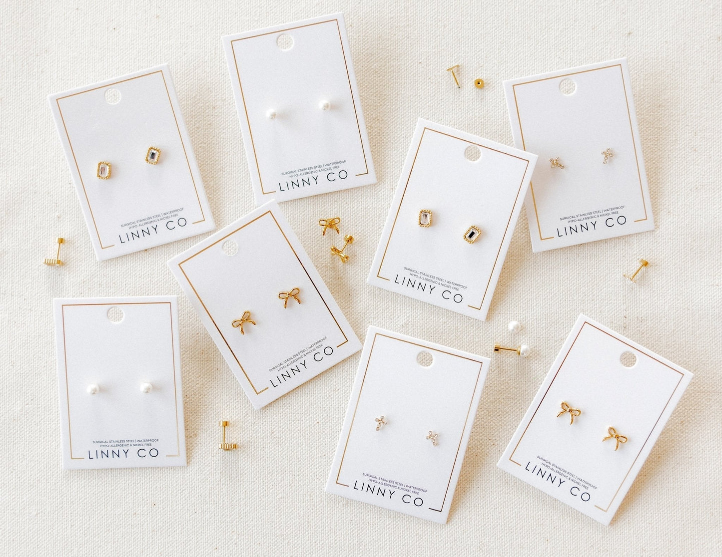 Screwback Stud Earrings - Clara Cross Gold Sparkle
