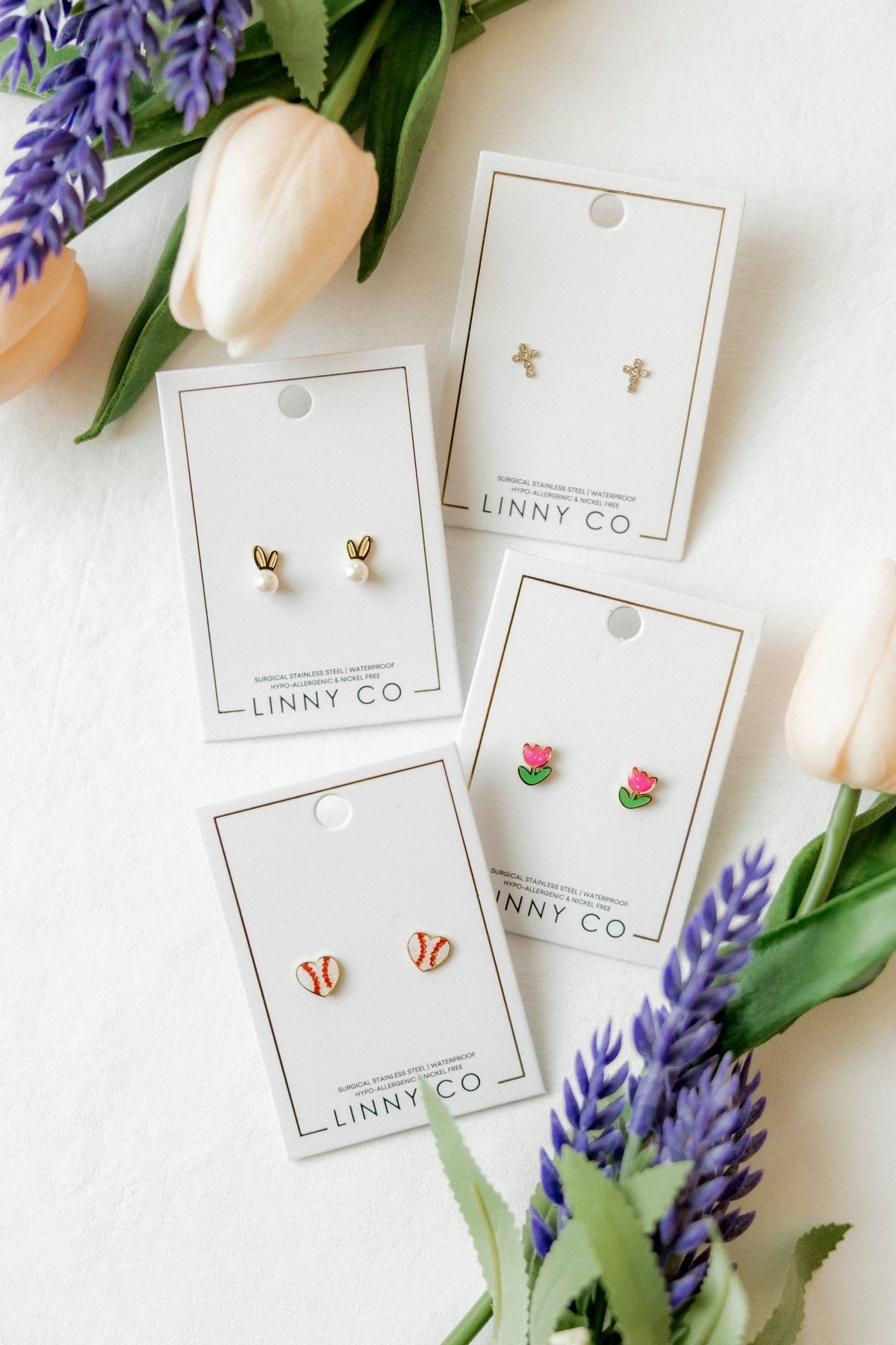 Screwback Stud Earrings - Clara Cross Gold Sparkle