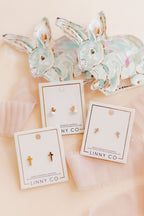 Screwback Stud Earrings - Clara Cross Gold Sparkle