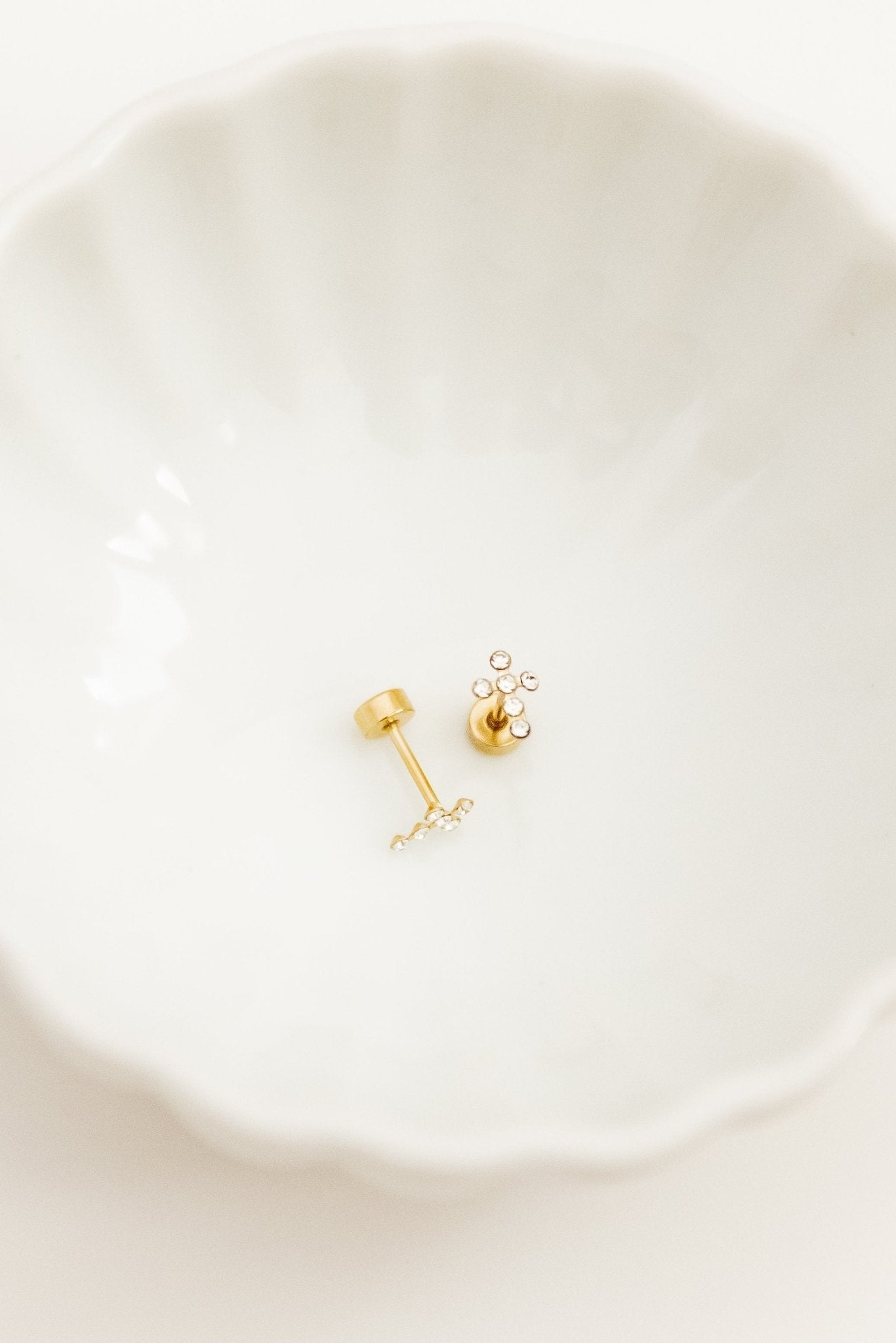 Screwback Stud Earrings - Clara Cross Gold Sparkle