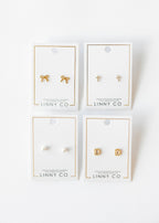 Screwback Stud Earrings - Clara Cross Gold Sparkle