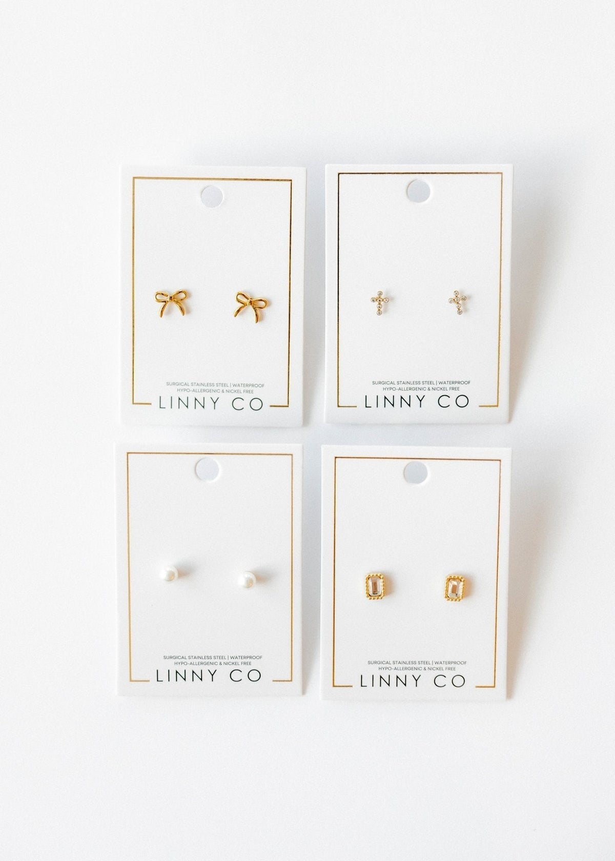 Screwback Stud Earrings - Clara Cross Gold Sparkle