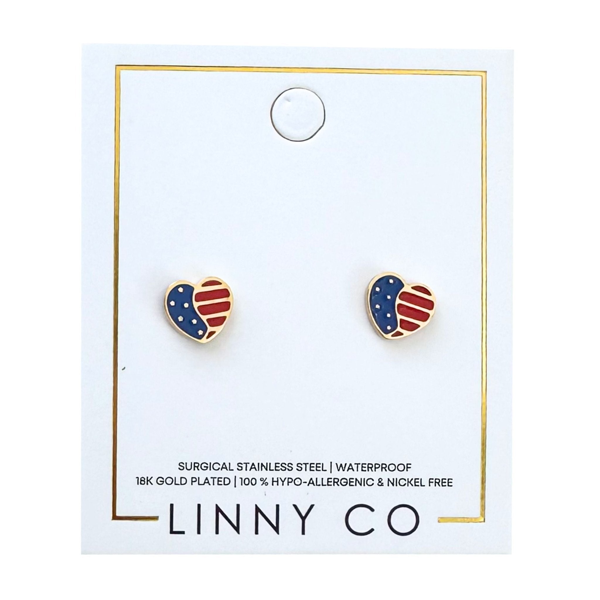 American Heart Stud Earrings – Screwback Gold