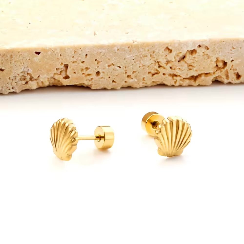 Marina Seashell Screwback Stud Earrings for Girls