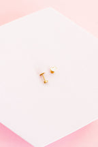 Screwback Stud Earrings - Nora Heart White