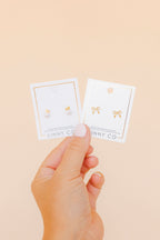 Screwback Stud Earrings - Sadie Bow Gold
