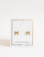 Screwback Stud Earrings - Sadie Bow Gold