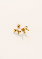 Screwback Stud Earrings - Sadie Bow Gold