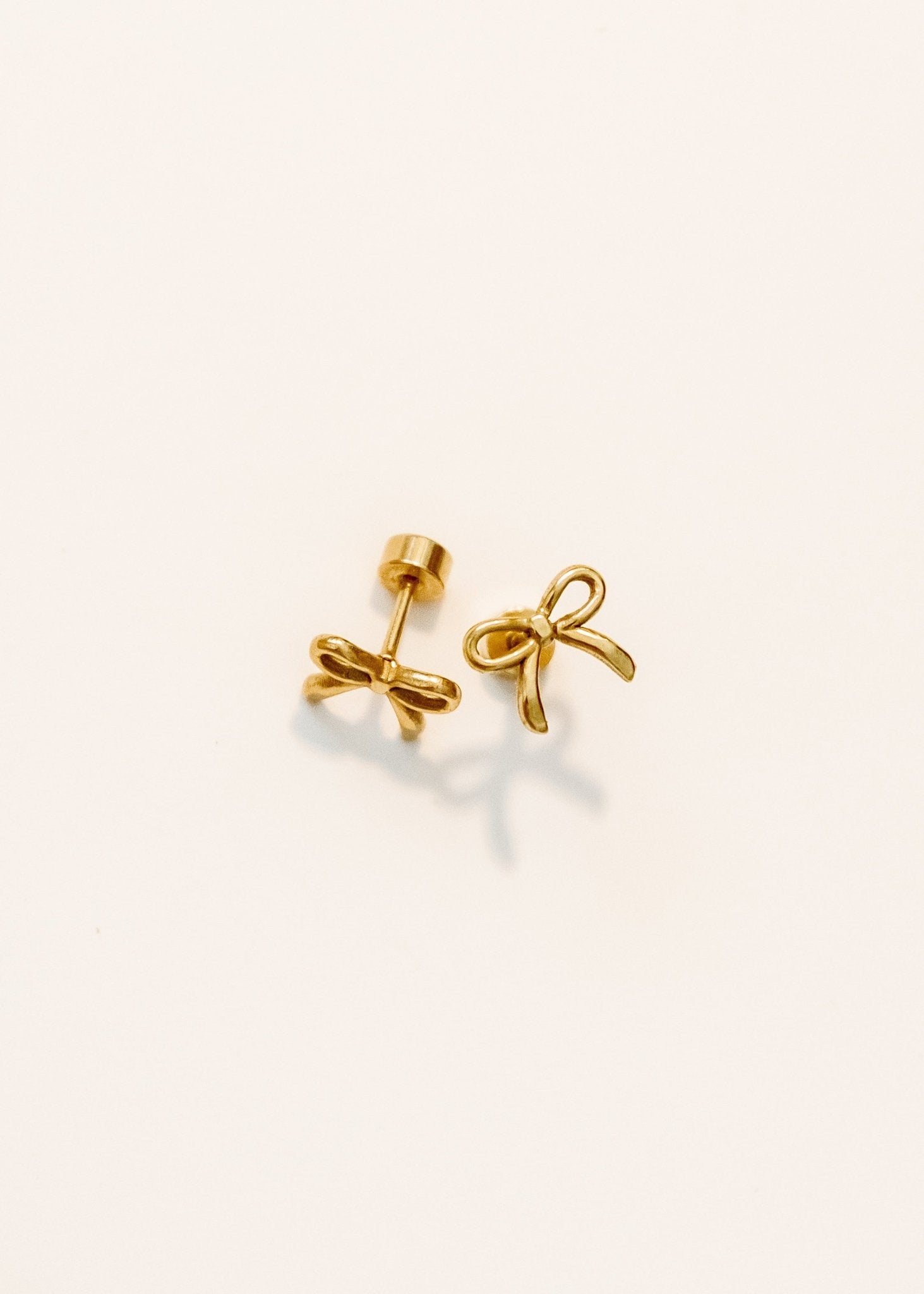 Screwback Stud Earrings - Sadie Bow Gold