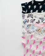 Black Bolts Short Sleeve Bubble Romper