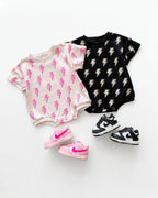 Black Bolts Short Sleeve Bubble Romper